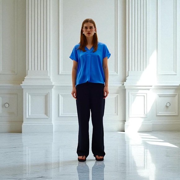 Inwear Copenhagen Rindai Blue V-Neck Blouse, US Size 18 - Picture 1 of 13